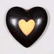 Carved wood heart with inner yellow heart (ddr-densho-475-159)