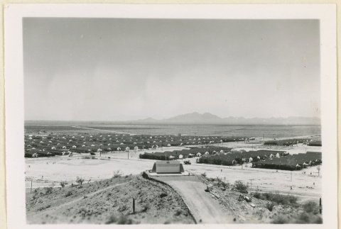 View of the Honor Roll monument and Gila River camp (ddr-densho-37-1113)