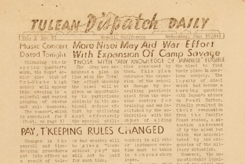 Tulean Dispatch Vol. 5 No. 87 (June 30, 1943) (ddr-densho-65-240)
