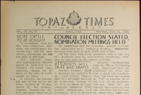 Topaz Times Vol. III No. 33 (June 12, 1943) (ddr-densho-142-171)