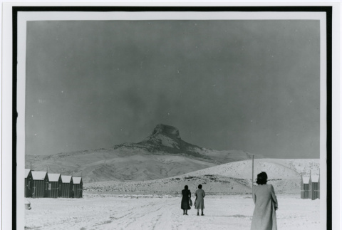 Japanese Women Standing at Hart (sic) Mountain Relocation Camp, 1942 (ddr-densho-122-739)