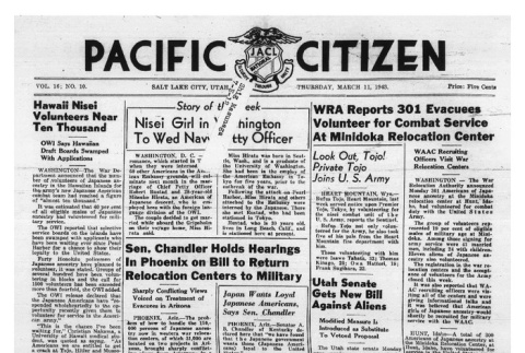 The Pacific Citizen, Vol. 16 No. 10 (March 11, 1943) (ddr-pc-15-10)
