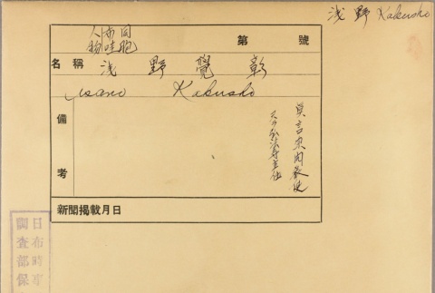 Envelope of Kakusho Asano photographs (ddr-njpa-5-271)