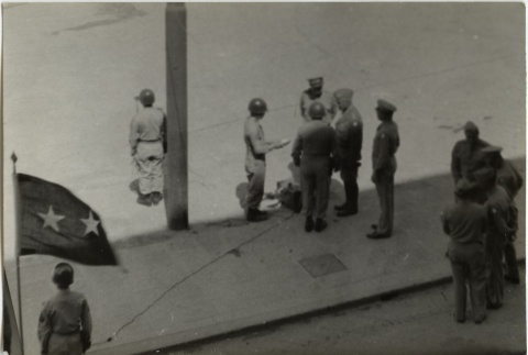 Soldiers on sidewalk (ddr-densho-201-213)