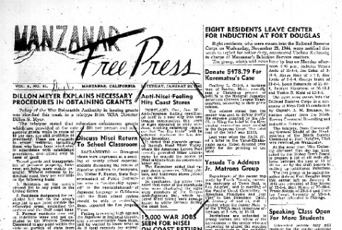 Manzanar Free Press Vol. 6 No. 61 (January 20, 1945) (ddr-densho-125-305)