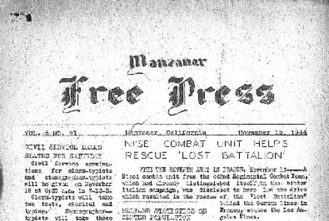 Manzanar Free Press Vol. 6 No. 41 (November 15, 1944) (ddr-densho-125-289)