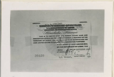 Susumu Misono certificate of citizenship (ddr-densho-37-1418)