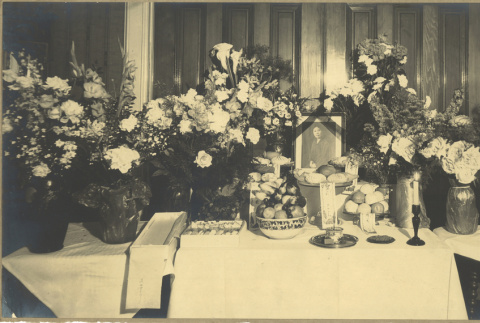 Memorial altar at a Buddhist funeral (ddr-densho-293-5)