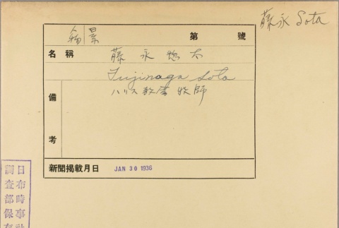 Envelope of Sota Fujinaga photographs (ddr-njpa-5-763)