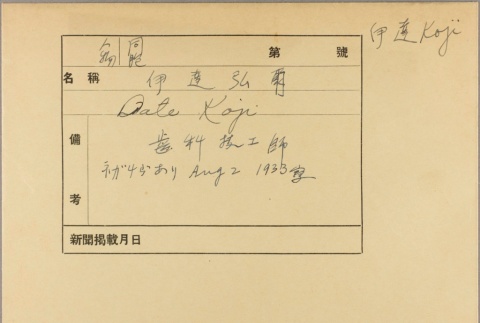 Envelope of Koji Date photographs (ddr-njpa-5-445)