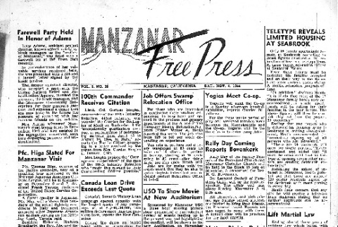 Manzanar Free Press Vol. 6 No. 38 (November 4, 1944) (ddr-densho-125-286)