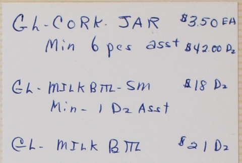 Price list for jars, bottles and mug trees (ddr-densho-426-1208)