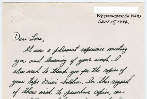 Letter from Norio Mitsuoka to Loni Ding (ddr-densho-1007-1002)