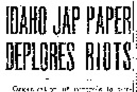 Idaho Jap Paper Deplores Riots (January 4, 1943) (ddr-densho-56-876)