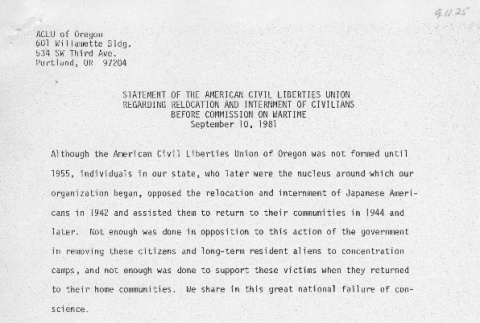 Testimony of Charles Davis, American Civil Liberties Union of Oregon (ddr-densho-67-232)