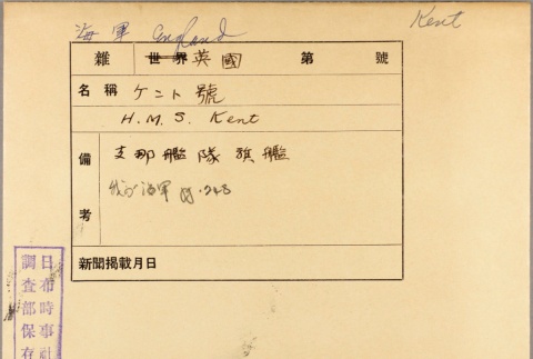 Envelope of HMS Kent photographs (ddr-njpa-13-531)