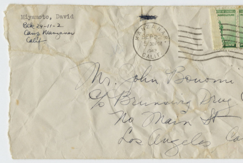 Envelope addressed to John Bonomi (ddr-janm-21-14)