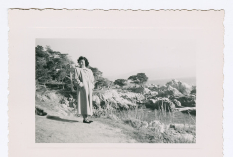 Lillie (Yamato) Komai at the California Coast (ddr-densho-562-60)