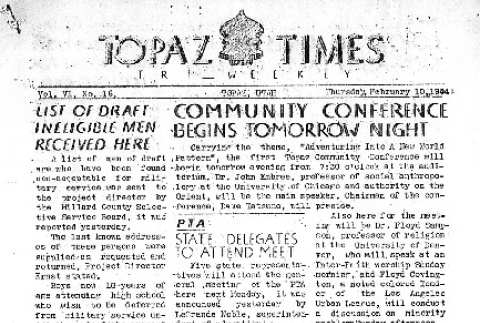 Topaz Times Vol. VI No. 16 (February 10, 1944) (ddr-densho-142-273)
