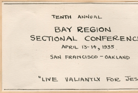 Card from Tenth Annual Bay Regional Sectional Conference (ddr-densho-341-32)