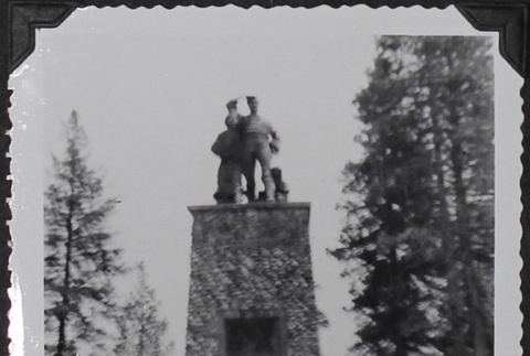 A family posing in front of Donner Monument (ddr-densho-300-459)