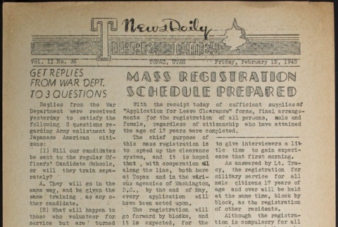 Topaz Times Vol. II No. 36 (February 12, 1943) (ddr-densho-142-99)
