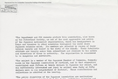 Federal Bureau of Investigation Case file for Keizaburo Koyama. Page 2 of 4. (ddr-one-5-170)
