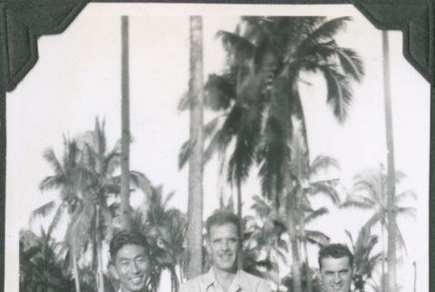 Three men by trees.  Joe Iwataki on left (ddr-ajah-2-663)