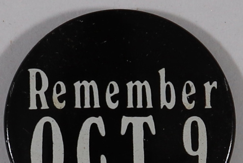 Remember October 9 pin (ddr-densho-433-957)