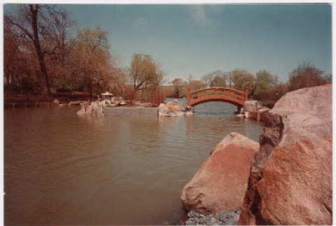Pond with bridge (ddr-densho-377-2317)