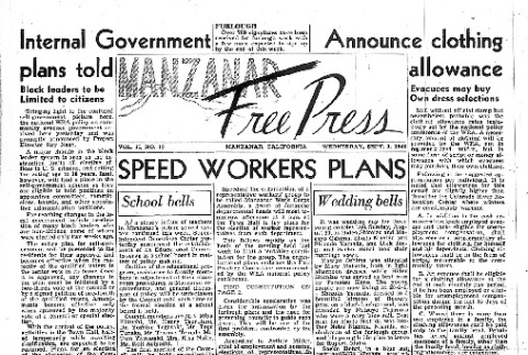 Manzanar Free Press Vol. II No. 19 (September 2, 1942) (ddr-densho-125-55)