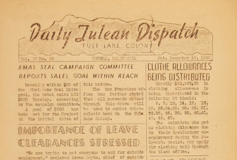 Tulean Dispatch Vol. IV No. 32 (December 19, 1942) (ddr-densho-65-120)