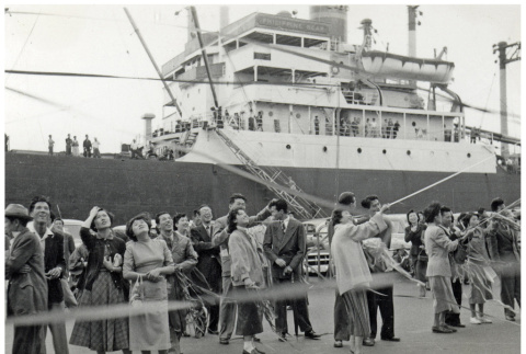 People at a ship port (ddr-densho-494-16)