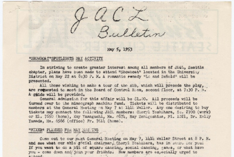 Seattle Chapter, JACL Bulletin, May 5, 1953 (ddr-sjacl-1-16)