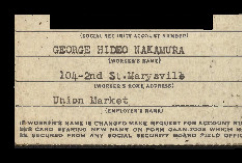 Union Market employee badge for George Hideo Nakamura (ddr-csujad-55-2172)