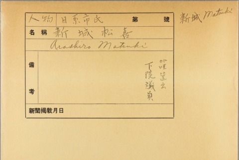 Envelope of Matsuki Arashiro photographs (ddr-njpa-5-65)