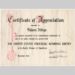 Certificate of appreciation awarded to Takami Hibiya (ddr-densho-381-132)