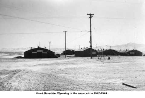 Barracks at Heart Mountain in the snow (ddr-ajah-6-685)