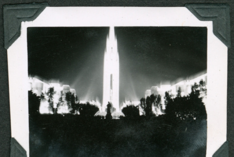 Tower of the Sun at night (ddr-densho-475-462)