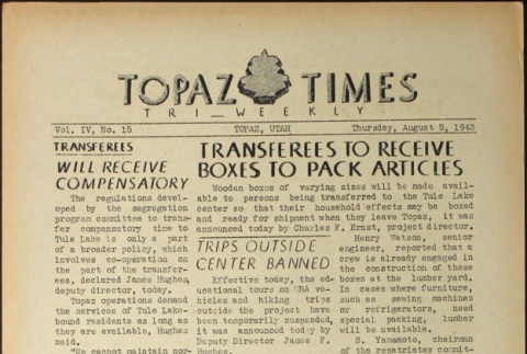 Topaz Times Vol. IV No. 15 (August 5, 1943) (ddr-densho-142-195)