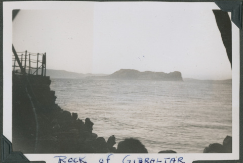 Soldiers looking at the Rock of Gibraltar (ddr-densho-201-821)