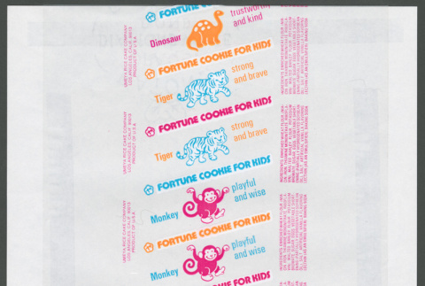 Fortune Cookie wrapper animals (ddr-densho-499-94)