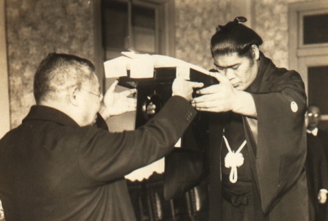 Minanogawa Tozo being promoted to Yokozuna (ddr-njpa-4-954)