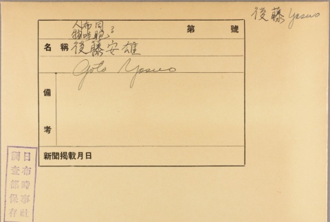 Envelope of Yasuo Goto photographs (ddr-njpa-5-1183)