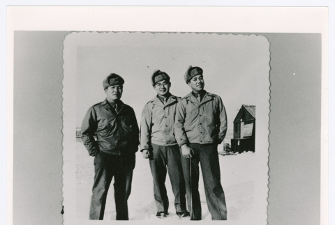 Three smiling soldiers (ddr-densho-1007-370)