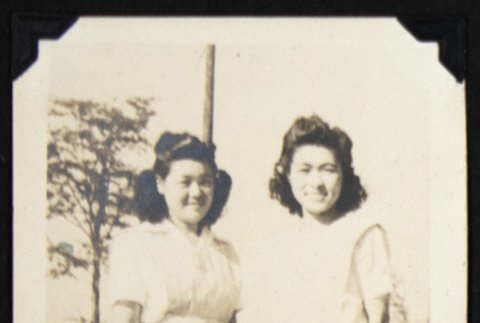 Yuriko and Masaye in aprons (ddr-densho-542-668)