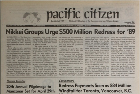 Pacific Citizen, Vol. 108, No. 13 (April 7, 1989) (ddr-pc-61-13)