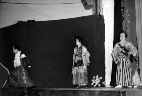 Three actors on stage (ddr-densho-64-3)