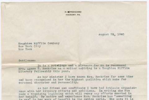 Letter from Harry W. Pedicord to Houghton Mifflin Company (ddr-densho-335-3)
