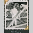 Man standing on wooden walkway (ddr-densho-434-174)